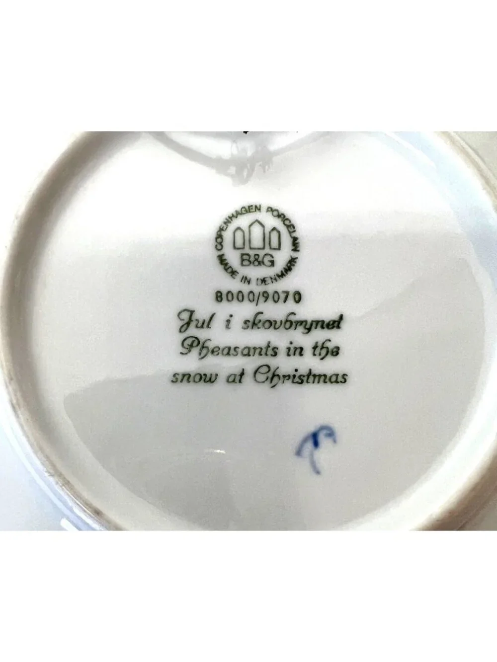 B&G Copenhagen Porcelain Collectible Plate 